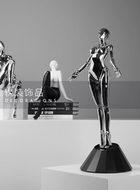 电视柜高级机械科技女神人物雕塑电E镀客厅玄关酒柜摆件装饰品摆