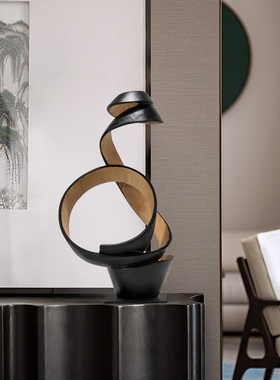 酒店大堂雕塑艺术品样板房客厅玄关抽H象木雕摆件售楼处桌面装饰