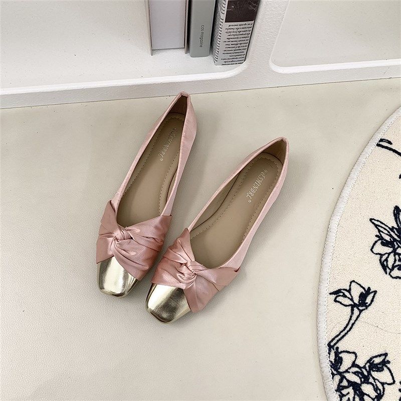 平底温柔晚风f单鞋女鞋2025年春秋新款浅口拼色通勤百搭法式豆豆,淘宝优惠券,粉丝福利购,淘宝优惠卷