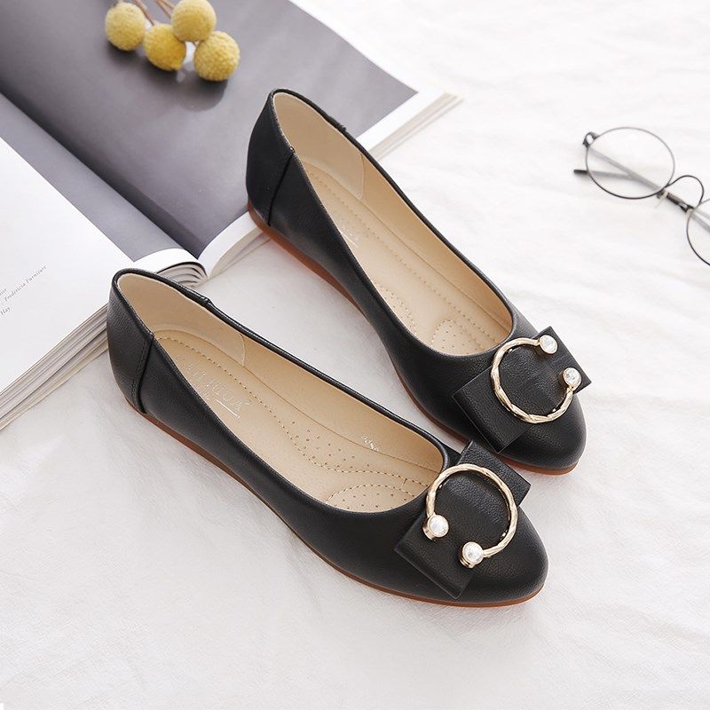 单鞋女平底鞋2025年春秋新款女鞋D子百搭豆豆鞋软底软皮防滑妈妈,淘宝优惠券,粉丝福利购,淘宝优惠卷