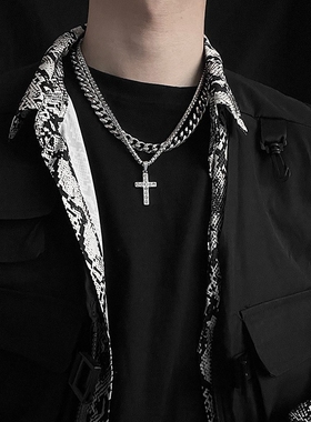欧美钛钢不掉色古巴链男款hiphop潮流嘻哈项链男士高街锁骨链配饰