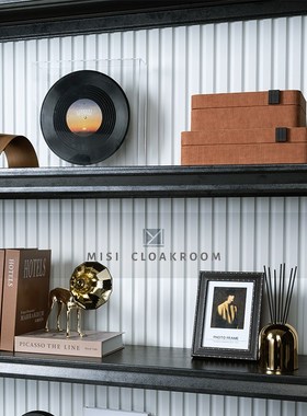 音乐题样板间级感软装售楼部装饰品客厅书房书柜摆设