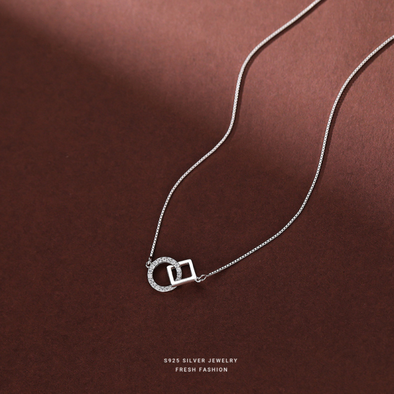 几何纯银简约项链2022年新款女夏轻奢小众设计感锁骨链ins冷淡风 - 图2