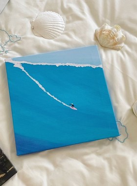 小众蓝色大海冲浪装饰画北欧风格小清新客厅挂画画餐厅壁画摆件