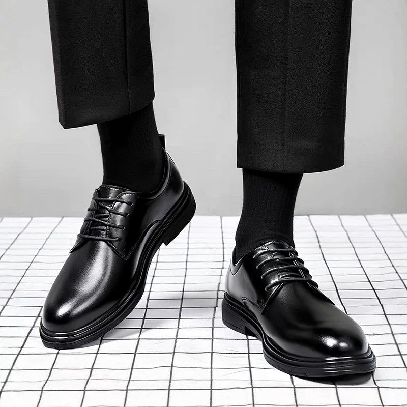 透气皮鞋男款黑色英伦商务休闲正装D德比鞋厚底增高男士结婚新郎,淘宝优惠券,粉丝福利购,淘宝优惠卷