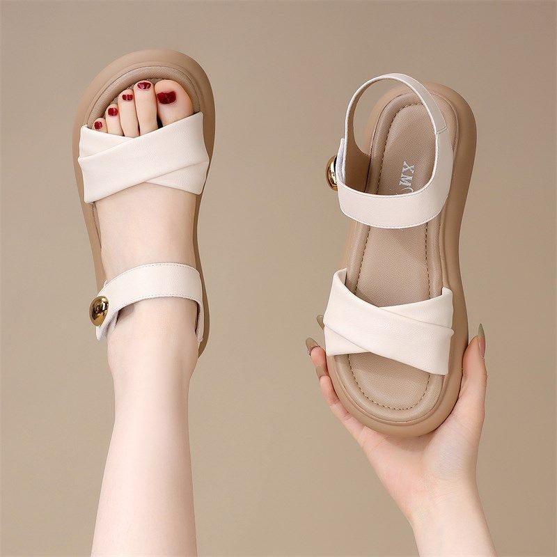 爆款凉鞋女夏2025新款仙女风y平底轻便软底不累脚孕妇沙滩鞋大码4,淘宝优惠券,粉丝福利购,淘宝优惠卷