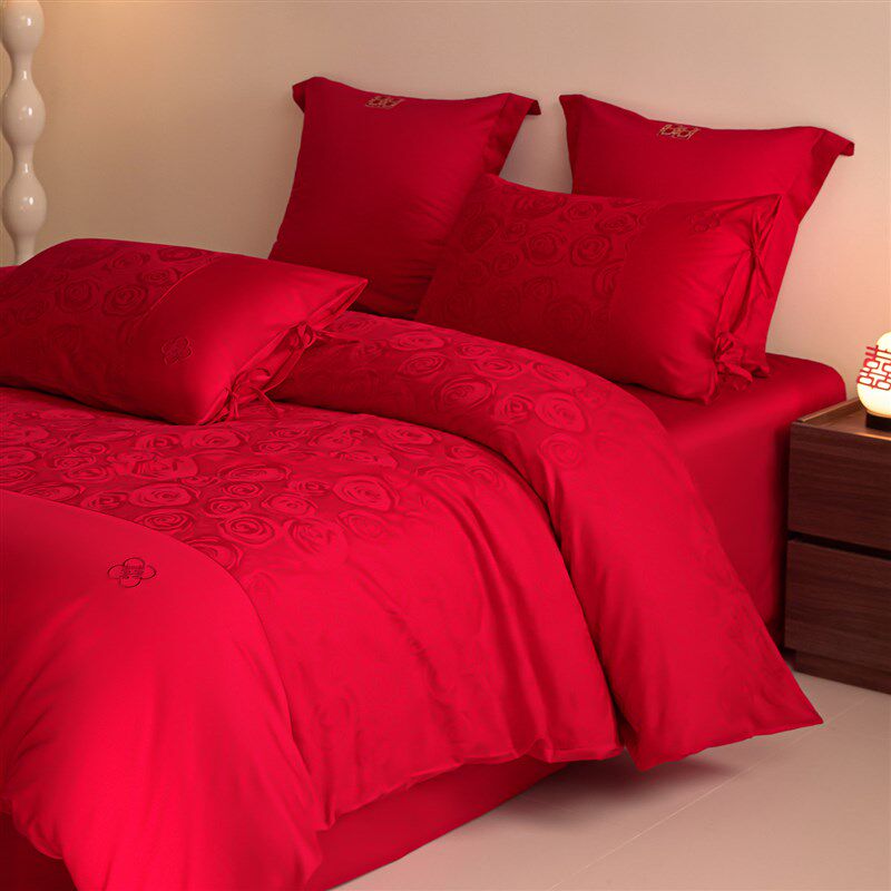 长绒棉结婚四件套婚庆大红w色被套新婚房喜庆婚嫁六件床上用品,淘宝优惠券,粉丝福利购,淘宝优惠卷