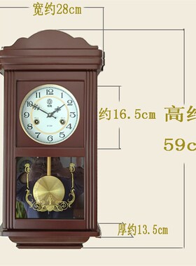全新复古机械挂钟纯铜机芯客厅摆钟风水铜钟老式发条Y镇宅摇摆时