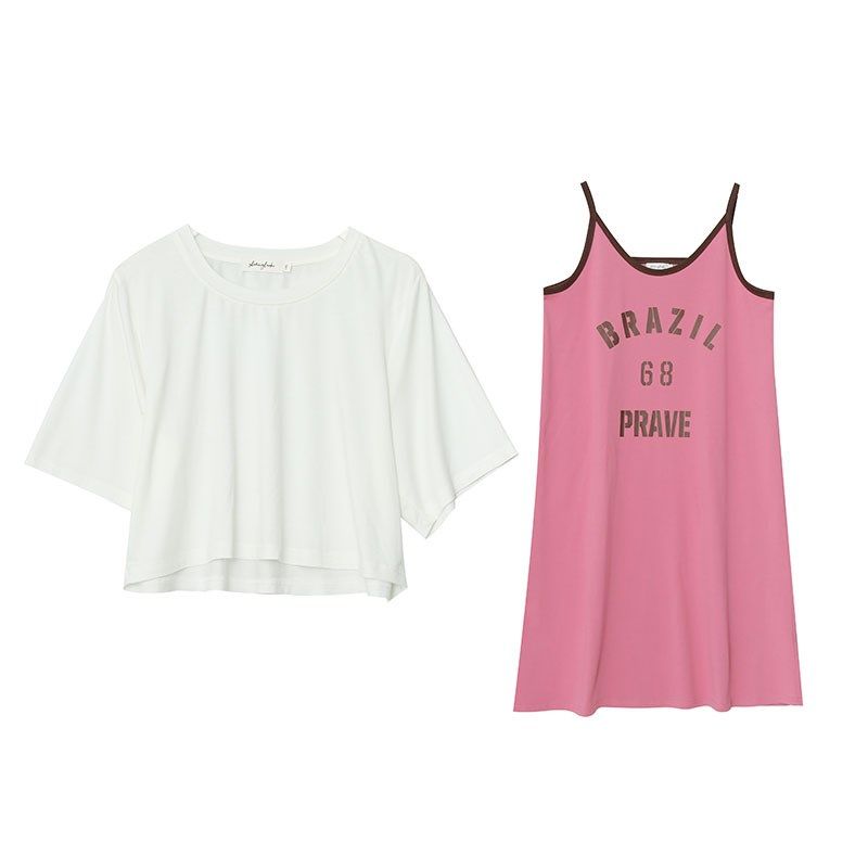 休闲连衣裙2023新款女夏220斤胖mm大码宽松运动风T恤吊带裙两件套,淘宝优惠券,粉丝福利购,淘宝优惠卷