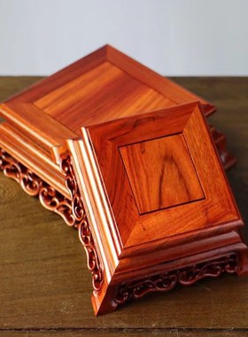 酸枝实木底座木质红木摆件正方形佛像香炉花瓶花盆工艺品茶壶托架