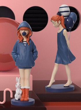 北欧轻奢可爱泡泡女孩桌面摆件家居客厅玄关电视柜U装饰品生日礼