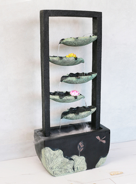 新中式家居客厅喷泉流p水风水池落地摆件 办公室招财鱼缸水景摆设