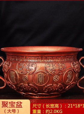 招财纯铜聚宝盆摆件聚财客厅办公室桌装K饰家居工艺品店铺开业礼