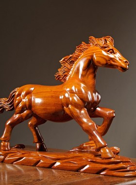 花梨木雕十二生肖马摆件实木马到成功家居客厅办公室装饰工艺礼品
