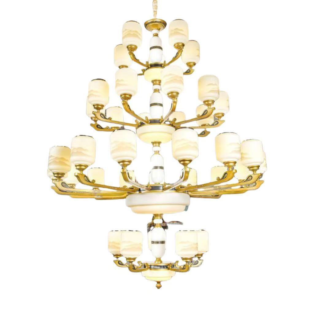 新中式复式楼大吊灯高档客厅灯2024照明卧室新款别墅高档吊灯 - 图2