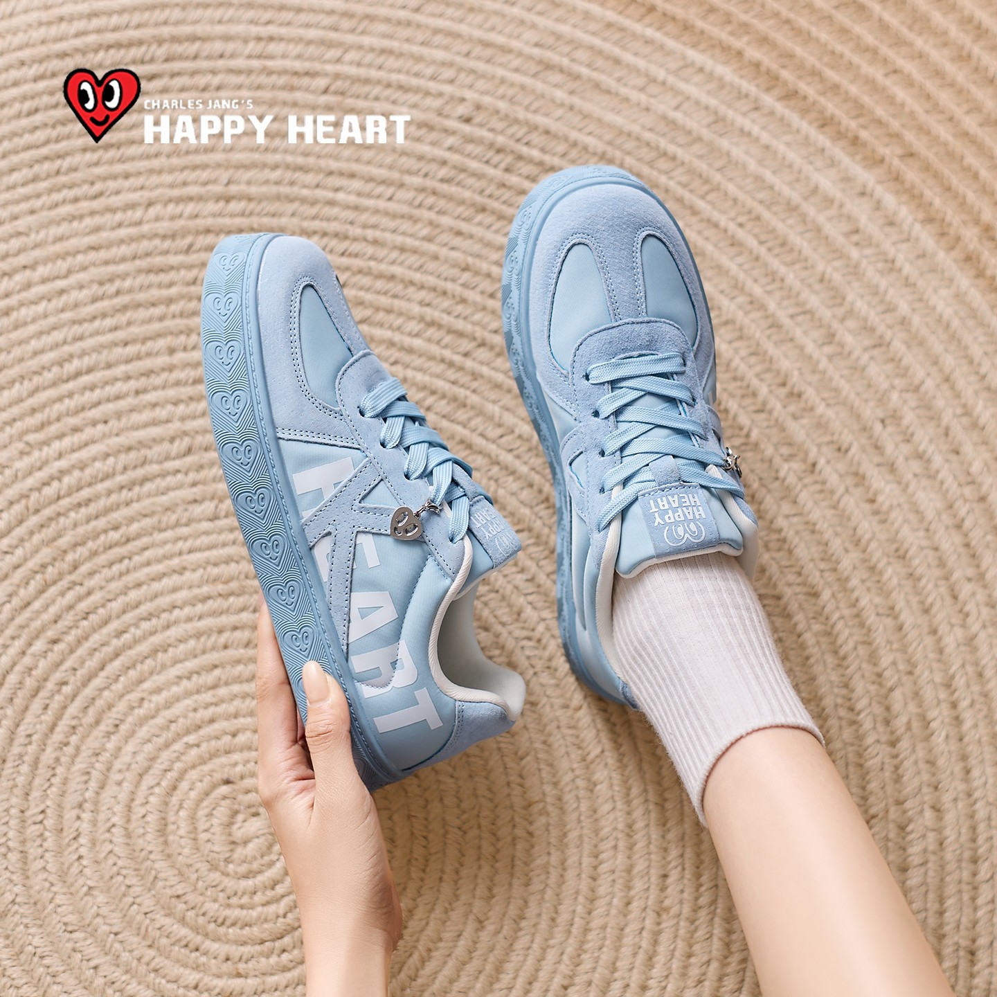 查尔斯桃心蓝色德训鞋女款2025秋冬新款爆款板鞋运动鞋女鞋子百搭,淘宝优惠券,粉丝福利购,淘宝优惠卷