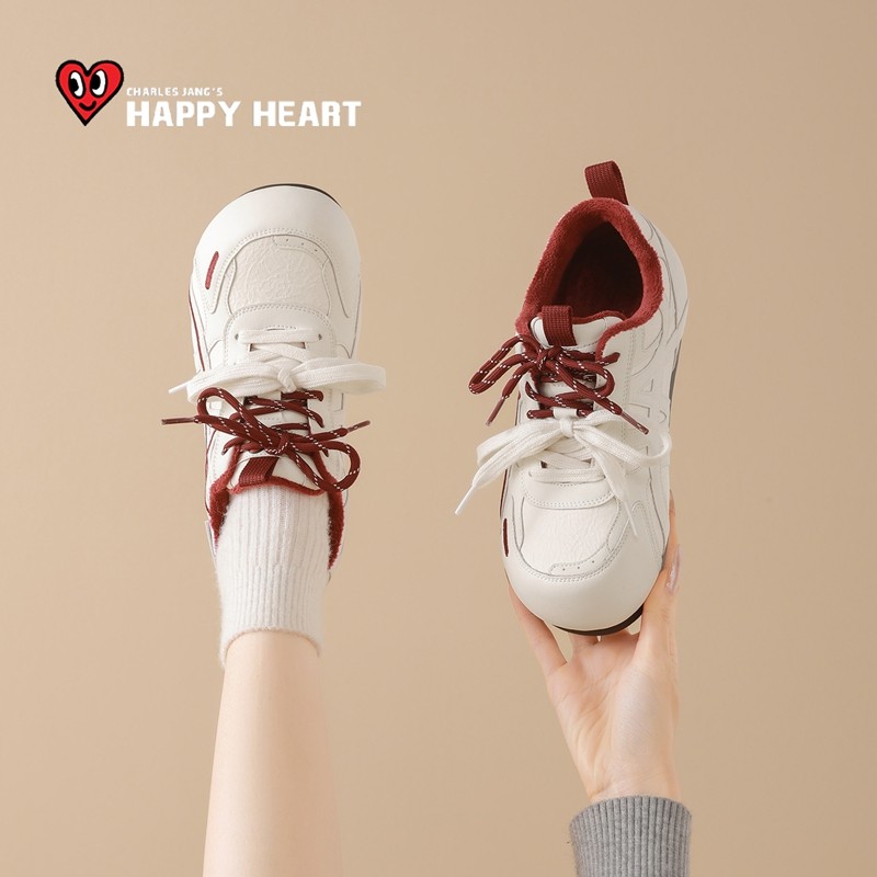查尔斯桃心德训鞋女款2025冬季新款厚底小白鞋子板鞋百搭运动女鞋,淘宝优惠券,粉丝福利购,淘宝优惠卷