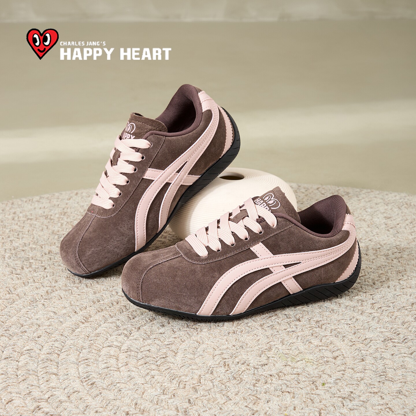 查尔斯桃心德训鞋女2026新款春冬赛车运动鞋女鞋阿甘鞋子软底棕色,淘宝优惠券,粉丝福利购,淘宝优惠卷