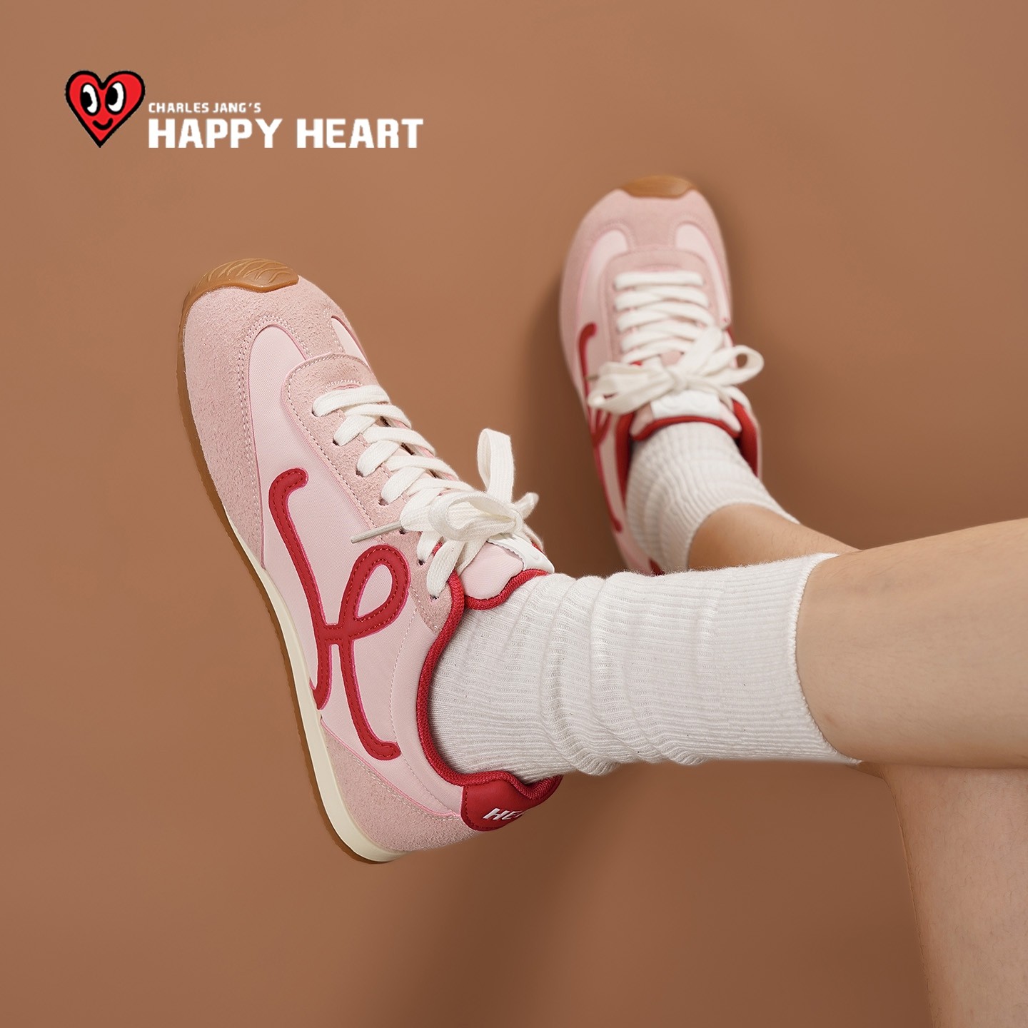 查尔斯桃心德训鞋女2026新款春软底阿甘复古女鞋休闲鞋粉色运动鞋,淘宝优惠券,粉丝福利购,淘宝优惠卷