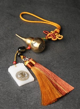 2024甲辰龙年令挂件新品泄五S黄车挂铜葫芦白玉