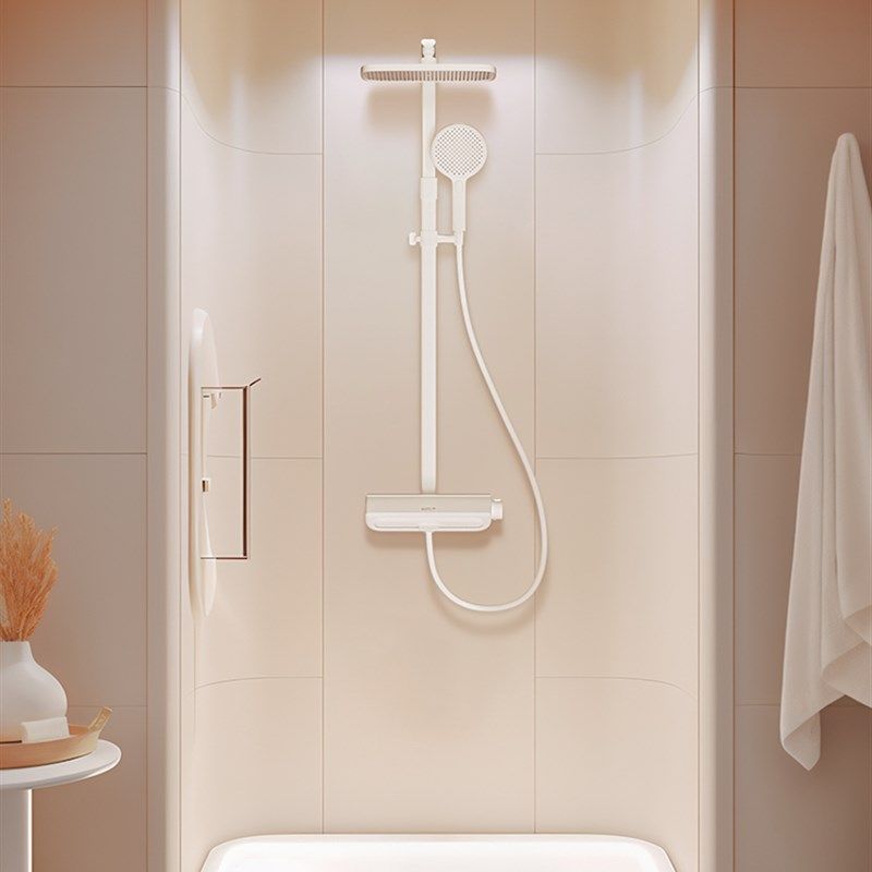 小鲸洗奶白色智能恒温淋浴花洒套装家用置物淋浴器数显增压喷枪,淘宝优惠券,粉丝福利购,淘宝优惠卷
