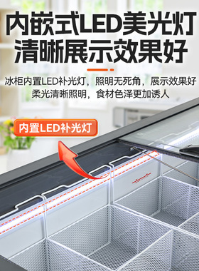 智冰客卧式曲面门冰柜 超市冷藏冷冻岛柜 商用冷藏柜