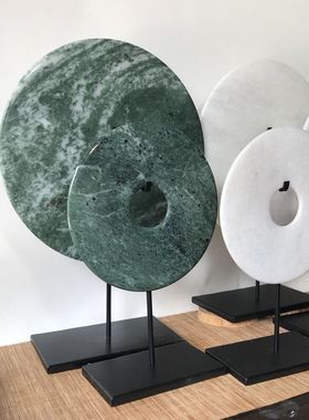 新款其他样板房白色玉璧现代平安扣饰品家居摆设玉石绿色