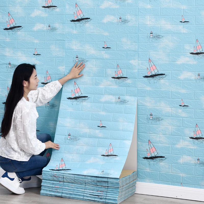 出租屋墙纸自粘防水防潮d立体墙壁纸卧室背景墙面装饰新款纸,淘宝优惠券,粉丝福利购,淘宝优惠卷