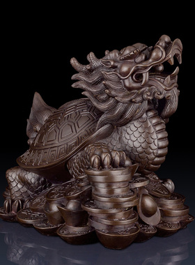 纯铜八卦龙龟摆件铜制龙龟办公室家居装饰品龙头龟工艺品客厅摆件