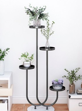 北欧轻奢大理石绿萝花盆架多层花架子客厅落地式阳台卧室内置物架