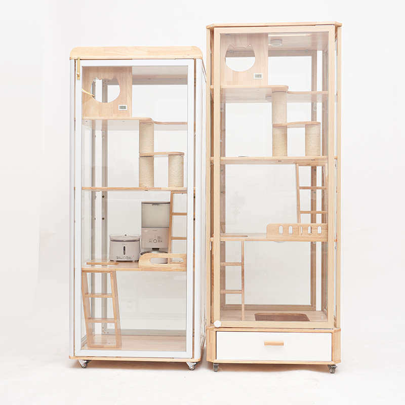 全景玻璃猫别墅全透明实木不占地猫窝猫屋家用小户型猫笼窝舍猫柜,淘宝优惠券,粉丝福利购,淘宝优惠卷