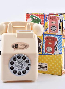 玩具小电话机儿童摄影彷真覆古怀旧老式座机道具储蓄存钱罐摆件