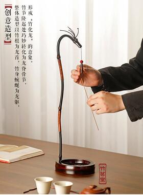 大漆楠竹龙挂香香插创意龙头线香竹挂香架香薰炉茶室茶空间摆件