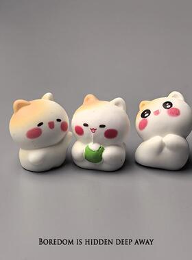 无聊瞭摆一堆趣味猫陪你上班治愈系情绪稳定桌面装饰品解压摆件