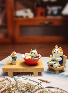 一起吃拉面创意可爱手办卡通治愈系微景观解压桌面人物迷你摆件