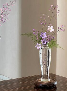 情绪稳定花瓶轻奢高级感摆件客厅插花玻璃透明水养插花创意中式