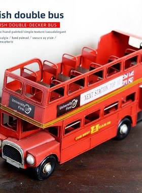 覆古怀旧铁车英国伦敦双层巴士巴士模型铁车装饰装饰品