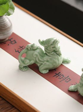 稀缺质感陶瓷貔貅摆件一对镇宅招财聚财客厅店铺家居装饰品办公室