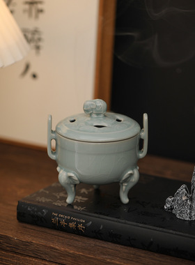 稀缺质感吉象三足盘香炉家居香薰炉檀香沉香炉复古禅意茶道摆件