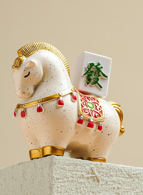 稀缺质感国潮生肖马树脂摆件马上发财家居玄关桌面装饰乔迁开业