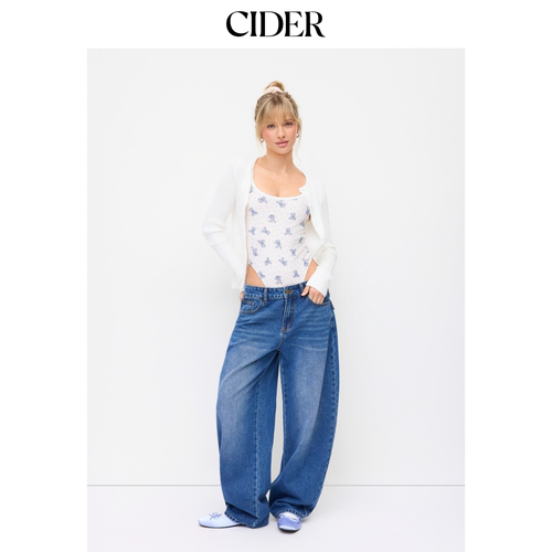 CIDER棉混纺小熊印花U领紧身衣115105559 - 图1