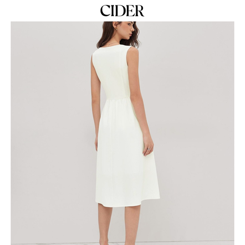 【明星同款】CIDER夏季毕业穿搭荷叶边中长款方领连衣裙114498574 - 图1