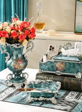 欧式美式花瓶摆件客厅插花干花装饰品创意家居电视柜玄关高档奢华