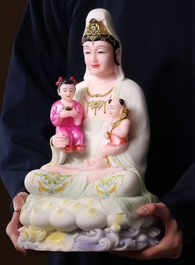 汉白玉送子观音菩萨佛像