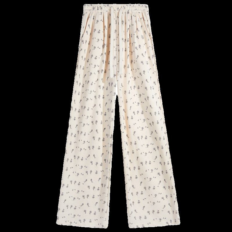 孕妇裤子夏季新款外穿冰丝阔腿裤薄款碎花雪纺直筒长裤抽绳拖地裤,淘宝优惠券,粉丝福利购,淘宝优惠卷