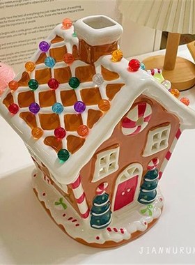 值得收藏!陶瓷手绘圣诞房子 带灯光l.