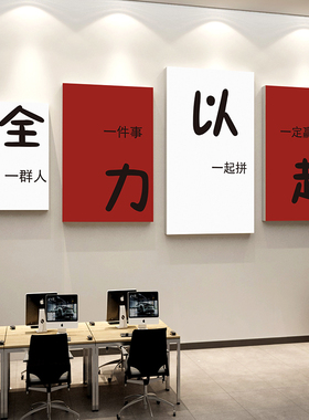 公司企业文化墙高级感办公室墙面装饰画氛围布置励志标语墙贴背景