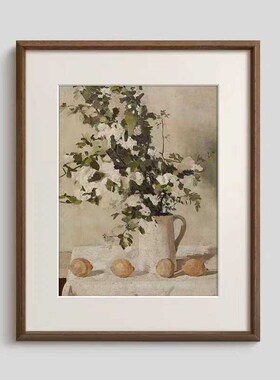 法式小众复古艺术客厅装饰画餐厅玄关柜素描静物挂画轻奢花卉壁画
