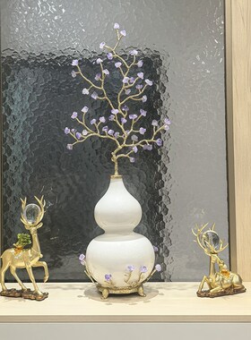 紫气东来紫水晶招财葫芦摆件客厅玄关入户电视柜摆设乔迁新居装饰