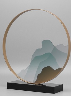 新中式创意铁艺亚克力摆件样板房酒店会所别墅客厅桌面艺术装饰品